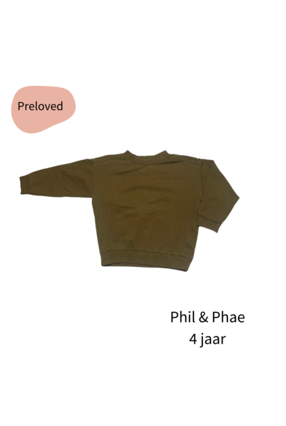 Phil & Phae sweater olijf maat 4 jaar