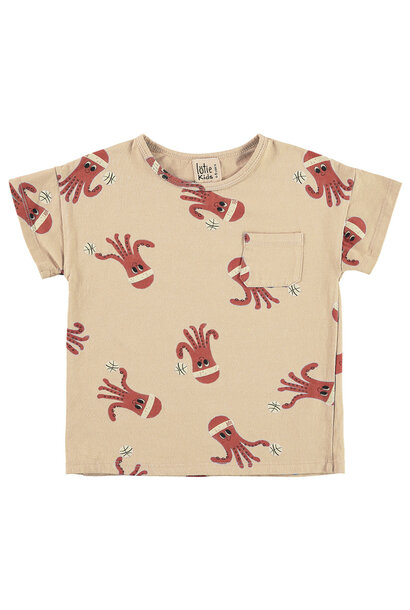 T-shirt Short Sleeve Octopus Latte