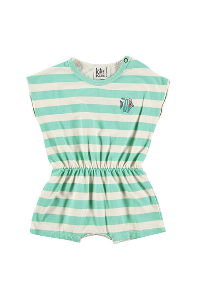 Baby Playsuit Stripes Fish Off white