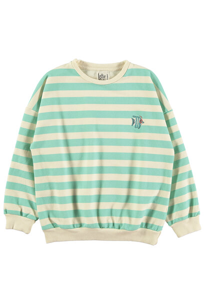 Sweatshirt Stripes Fish Off White  - 2/3 year