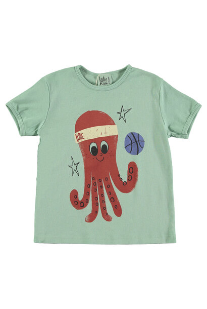 Retro T-shirt Octopuses Seagreen