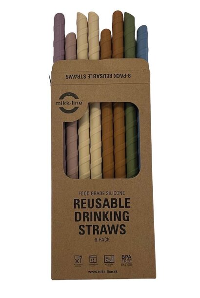 8 pack straws reusable - food grade siliconen