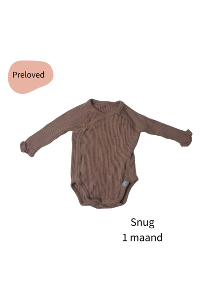 Snug overslag romper lichtroze rib maat 56