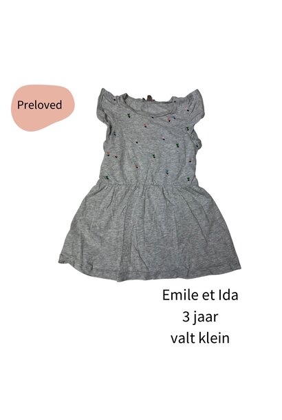 Emile & Ida grijze jurk maat 98 (valt klein)