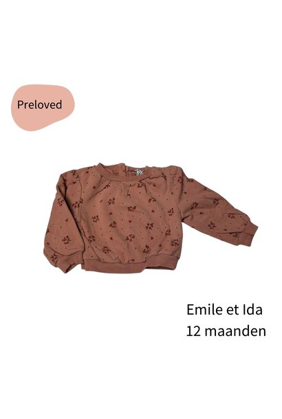 Emile & Ida sweater bloemetje oudroze maat 80