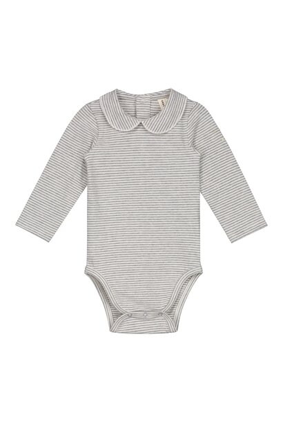 Baby Collar Onesie GOTS Grey Melange - Cream