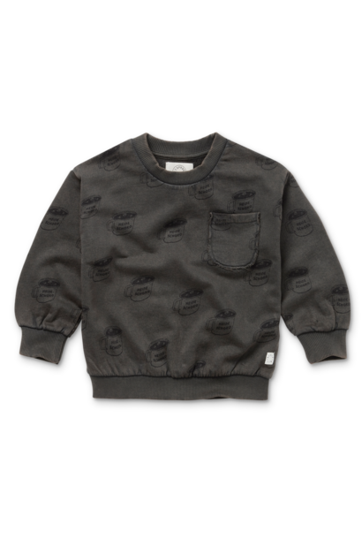 Sweatshirt pocket Schoko print asphalt  - 4 year