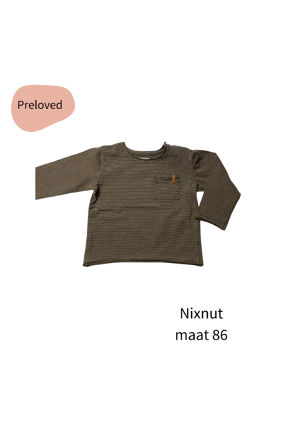 Nixnut longsleeve blauwbruin streepje maat 86