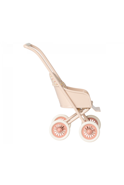 Poppenhuis Metalen kinderwagen mini - Roze