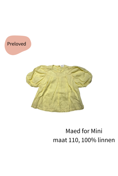 Maed for Mini casual canary blouse 100% linnen lichtgeel maat 110