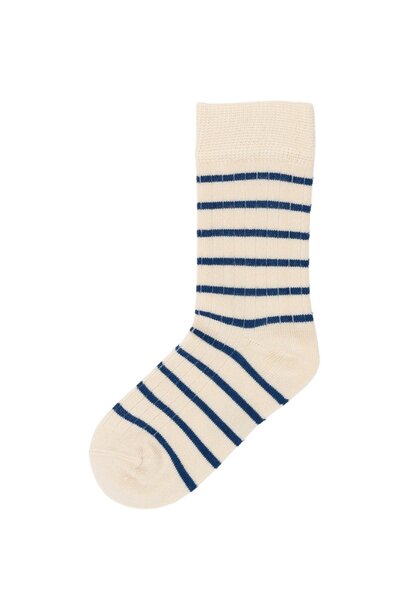 Mini Pop - Bamboo socks Stripe Deep Cobalt/off white