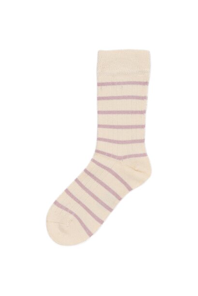 Mini Pop - Bamboo socks Stripe Rose/off white