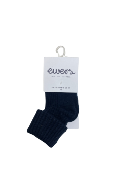 Ewers - Sokken 0129 marine blauw rib omslag