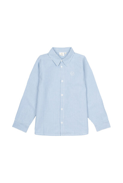 The New - Michael LS Shirt Bright White Striped - maat 9/10 jaar