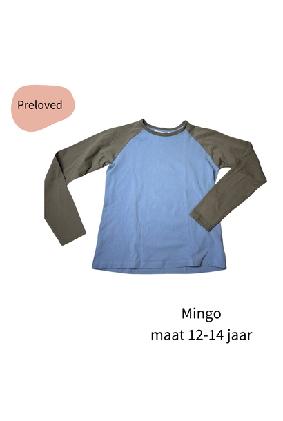 Mingo longsleeve lichtblauw/grijs maat 152/164