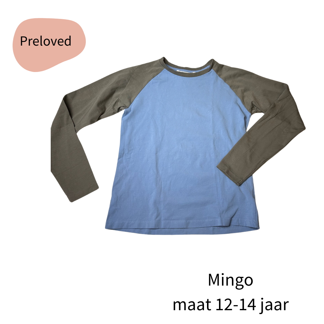 Mingo longsleeve lichtblauw/grijs maat 152/164-1