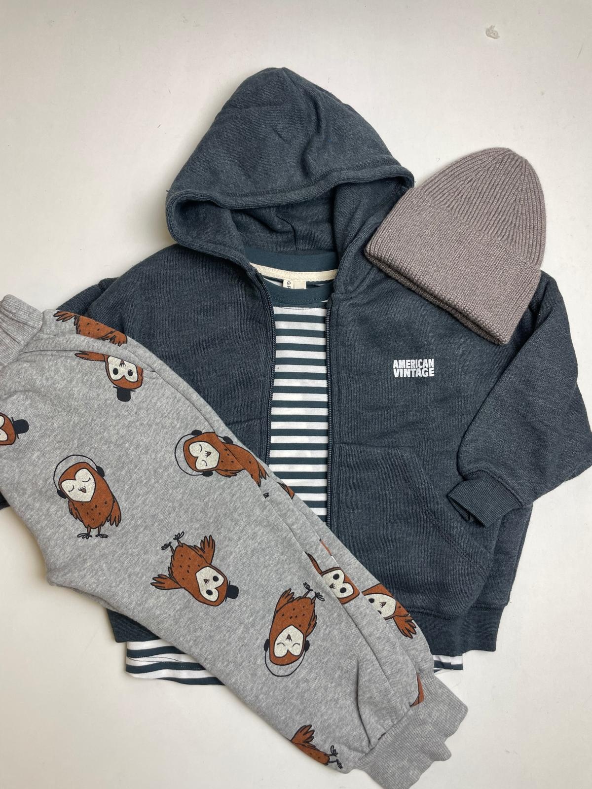 American Vintage - Sweat Doven with zipper Carbone Surteint-3