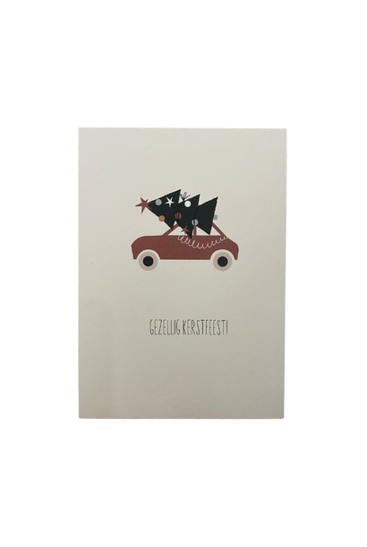 Wenskaart - Gezellig Kerstfeest - Auto