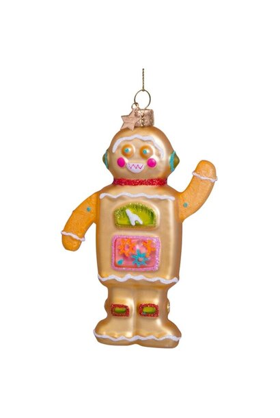 Vondels - Kerst ornament glas - Ornament glass gingerbread robot boy H11cm