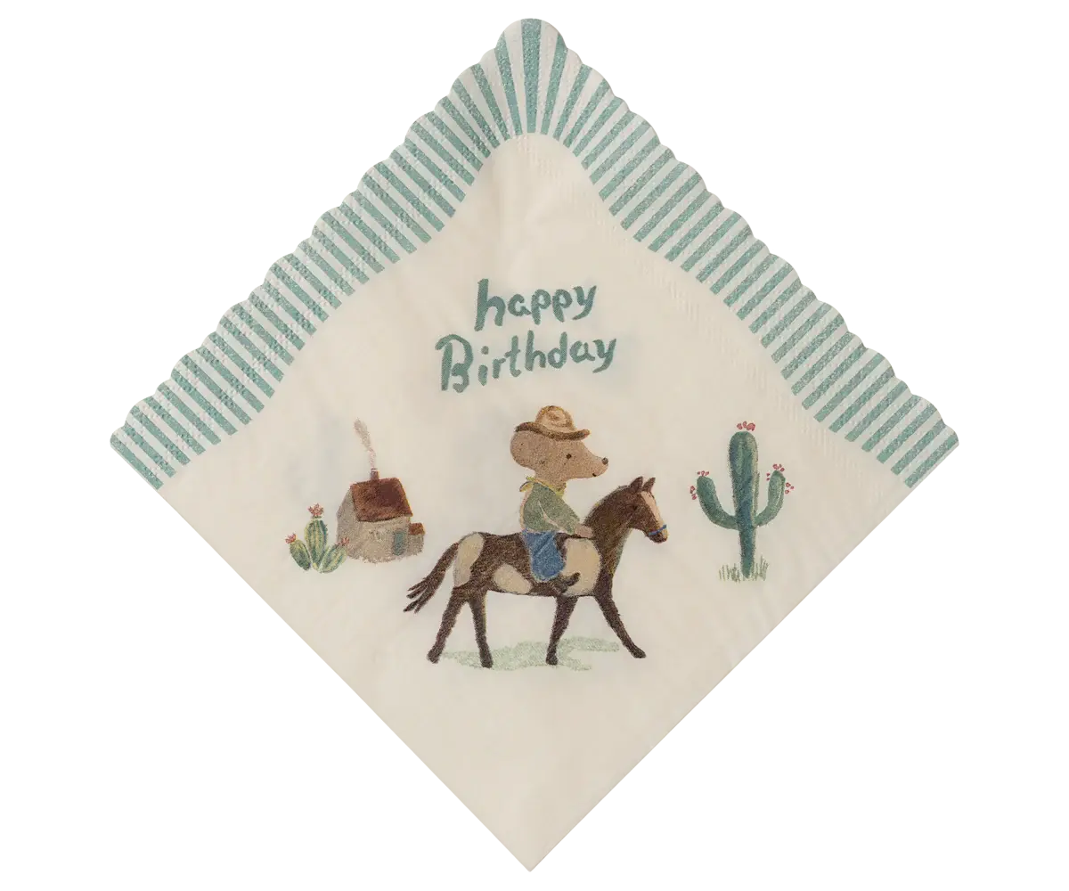 Maileg - Servetten, Happy birthday - Cowboy-2
