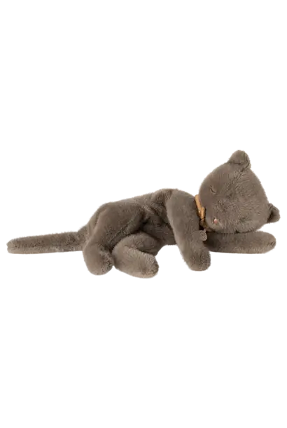 Maileg - Sleeping kitten plush, Medium - Grey