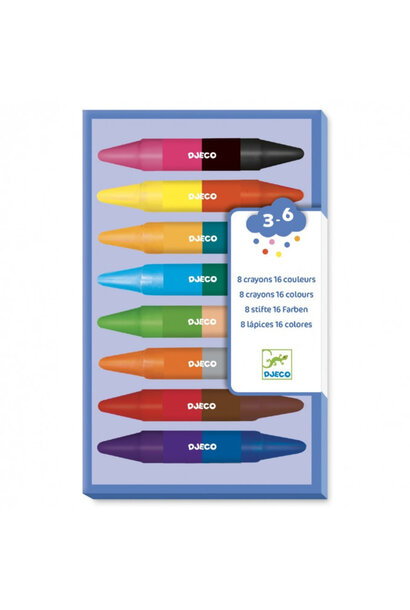 Djeco - 8 crayons doubles cotes