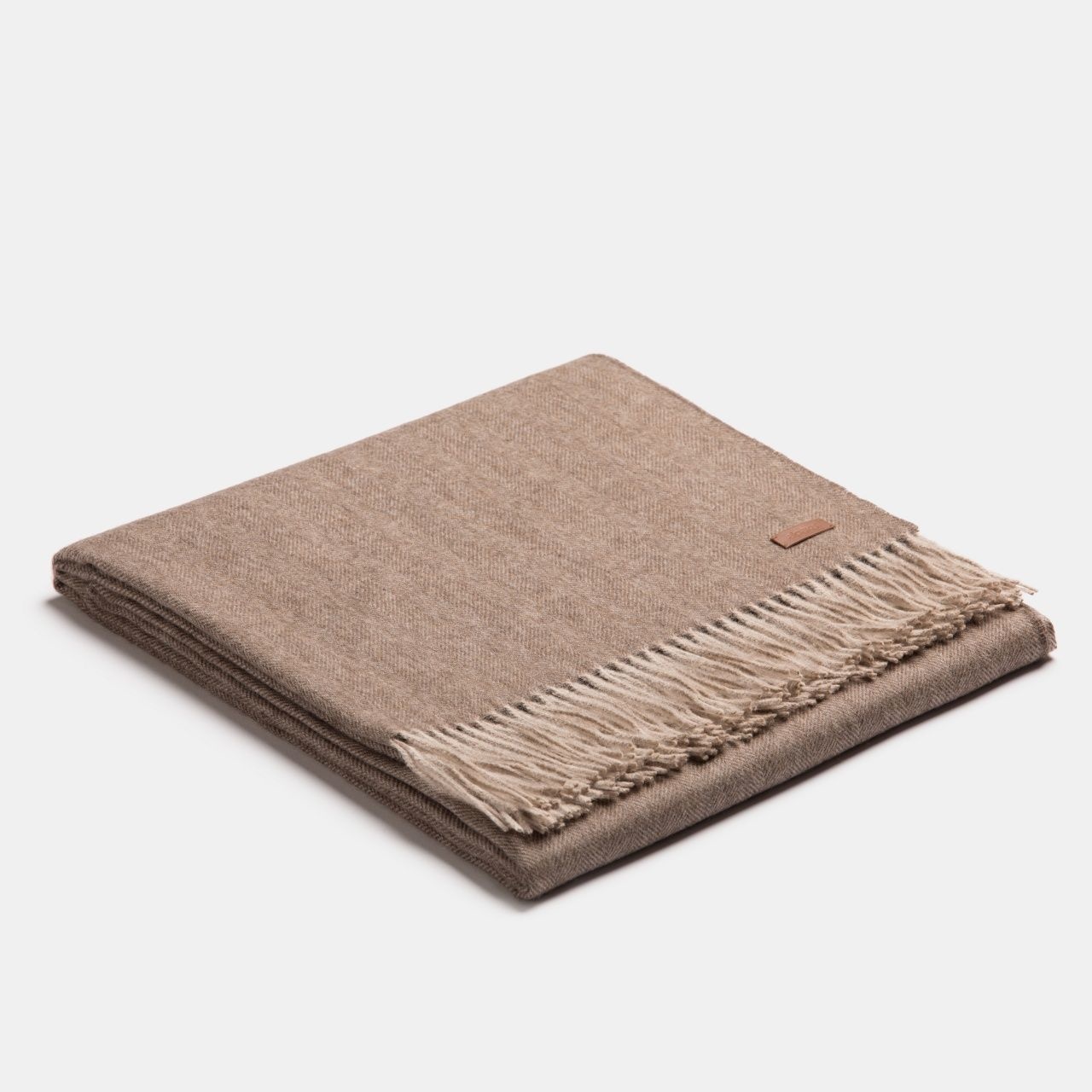 ALPAKA Exclusive Fishbone Alpaca Wolldecke Braun Beige 130x200