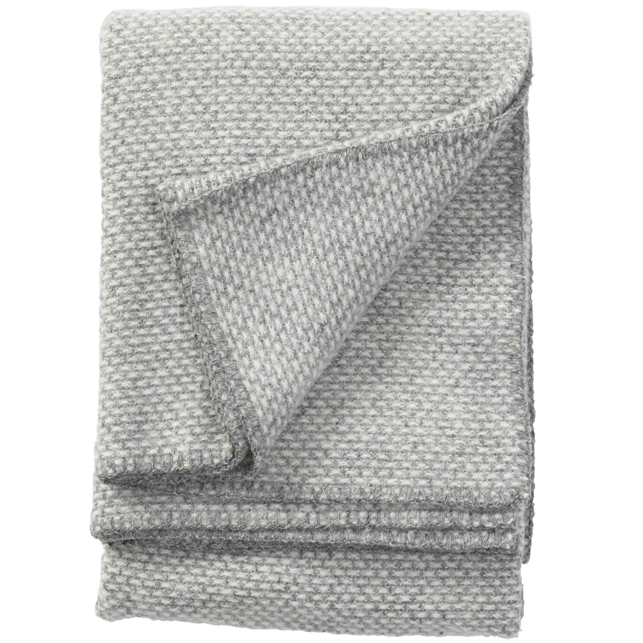 DOMINO  - plaid en laine - gris clair - 130x180