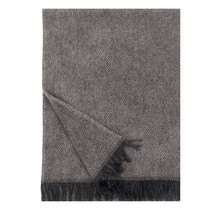 MARIA - Wool Blanket - Braun mit schwarzen Fransen - 130x180