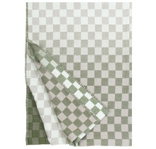 SHAKKI - Katoen & Merino mix plaid - Beige/groen/wit - 130x180