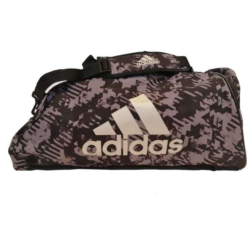 Adidas adidas Combat Sporttas Polyester 2 in 1 Zwart Camo/Zilver Large Adidas adidas Combat Sporttas Polyester 2 in 1 Zwart Camo/Zilver Large