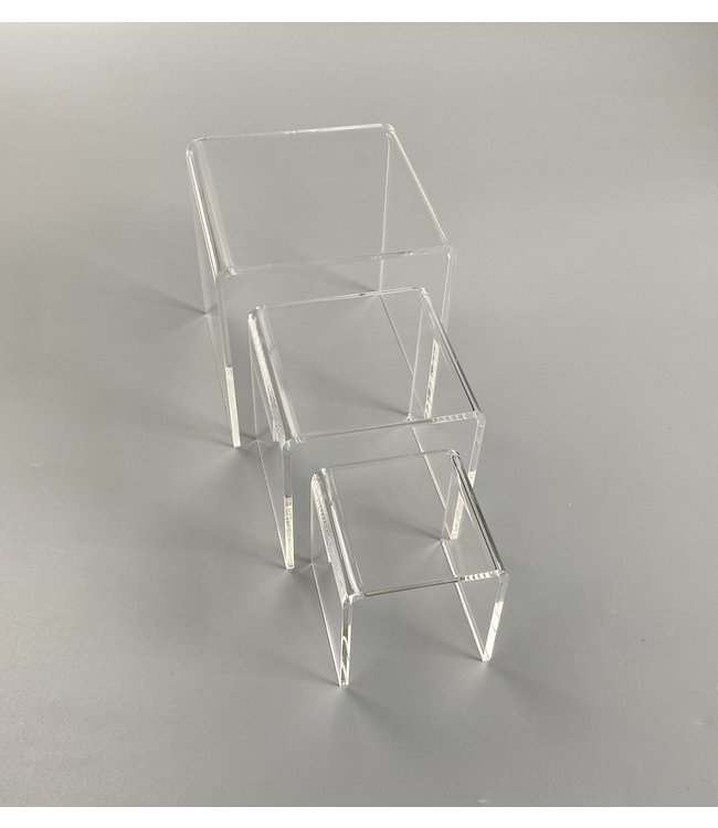 Clear Acrylic Risers / Square / Set Of 3 / M