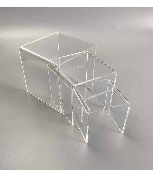 Clear Acrylic Risers / Square / Set Of 3 / L