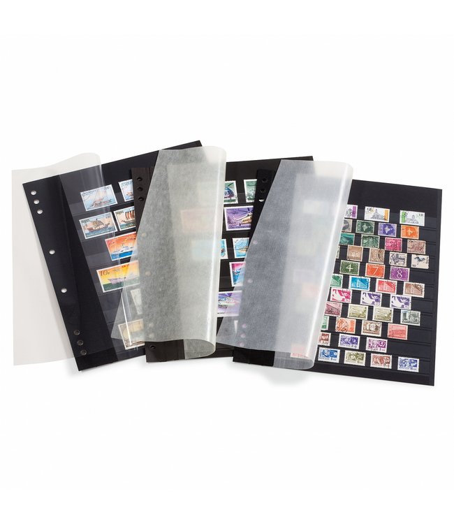Omega Insert Stock Sheets / Black Carton With 6 Clear Strips / Clear Protective Sheet