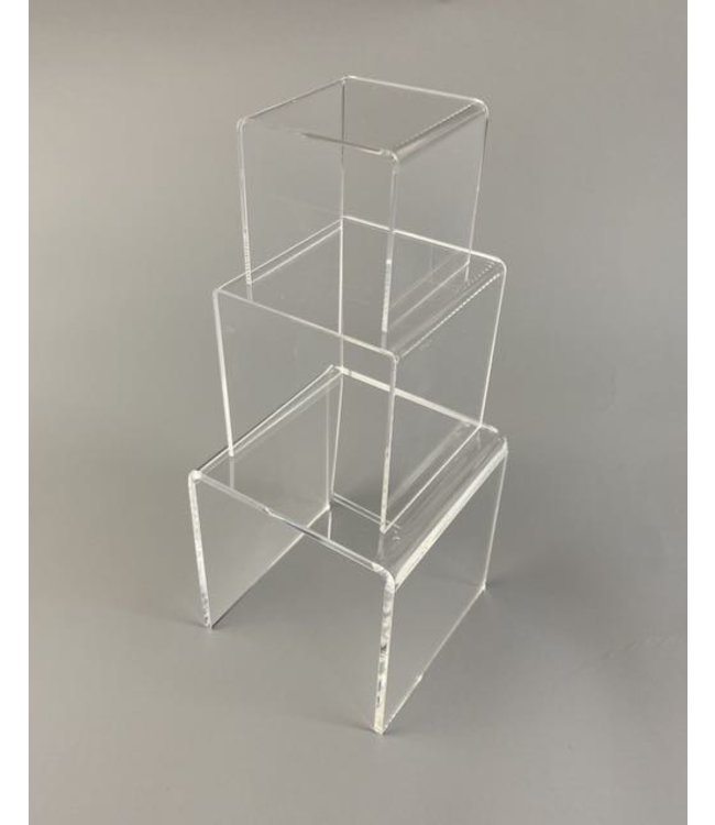 Clear Acrylic Square Riser / 3 Piece Set /S