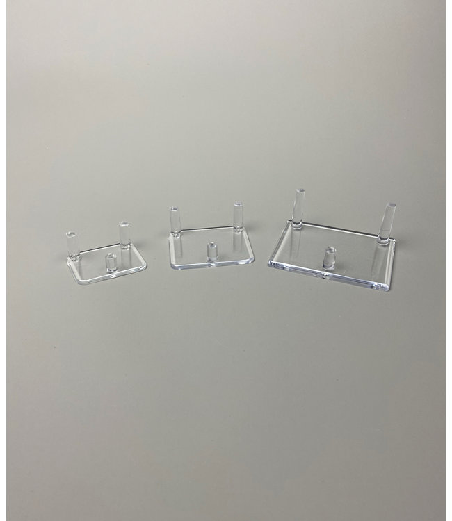 Rectangular Acrylic 3-Pin Display for Stones / Minerals / Fossils / Geodes
