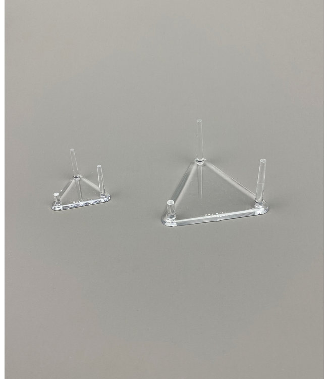 Triangular Acrylic 3-Pin Display /1 Short Leg / For Stones / Minerals / Fossils / Geodes