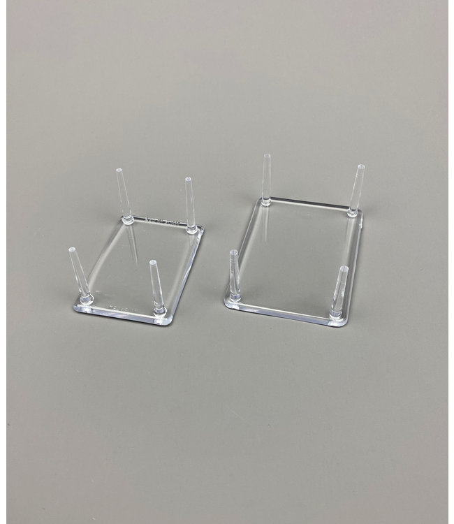 Rectangular Acrylic 4-Pin Display / Small Legs / For Stones / Minerals / Fossils / Geodes