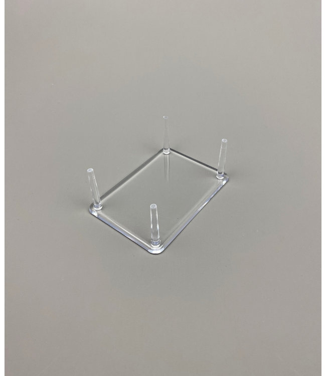 Rechteckige 4-Pin-Acrylglas Ständer / Schmale Pins / Für Steine / Mineralien / Fossilien / Geoden
