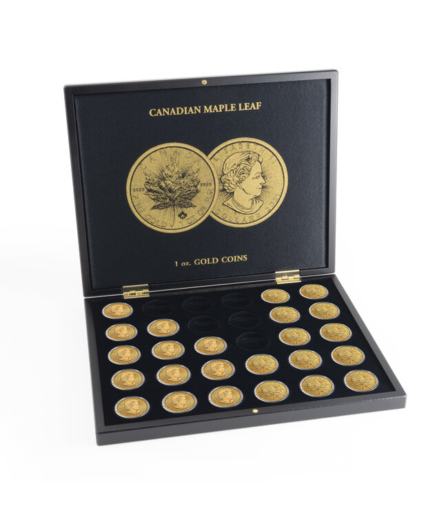 Presentation Case / 30 Maple leaf Gold Coins (1 OZ.) In Capsules