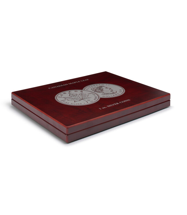 Volterra Uno / Presentation Case / 20 “Maple Leaf” / 1 oz Silver in Capsules, / Mahogani