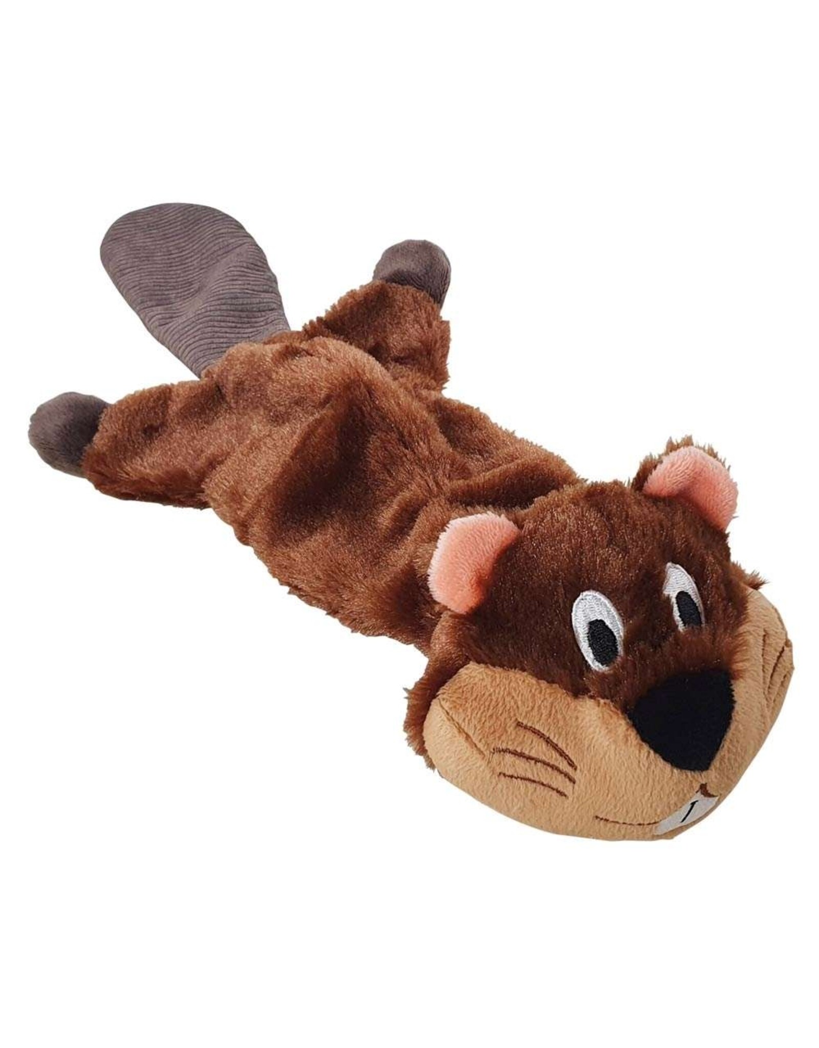 Plush bever flat knuffel voor de hond