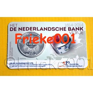 Pays-Bas 5 euro 2014 sous blister.(200 années de la banque néerlandaise)