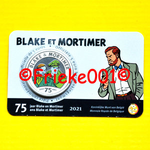 Belgium 5 euro 2021 colored in blister.(Blake and Mortimer)