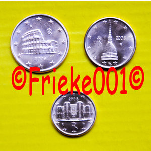 Italy 1,2 and 5 cent 2008 unc