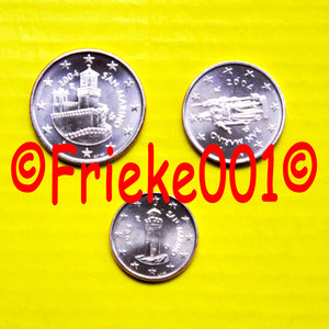 San marino 1,2 and 5 cent 2004 unc