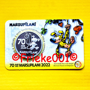 België 5 euro 2022 in blister.(70 jaar Marsupilami)