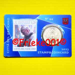 Vaticaan 50 cent 2023 + postzegel in coincard 44ste