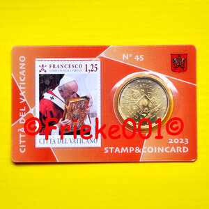 Vatican 50 cent 2023 + timbre en coincard 45e