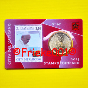 Vatican 50 cent 2023 + stamp in coin card 47th